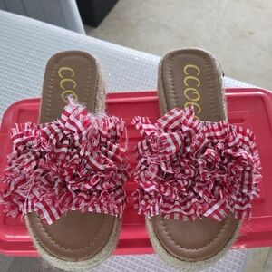 Coconuts by Matisse Red and White Gingham Sandals